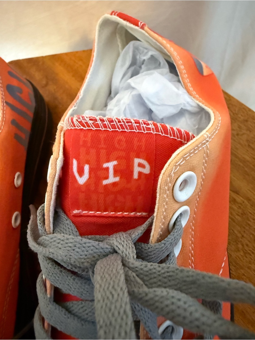 Keith Urban Converse Low-Top Orange Canvas Sneakers with Gray Laces - Picture 6 of 8
